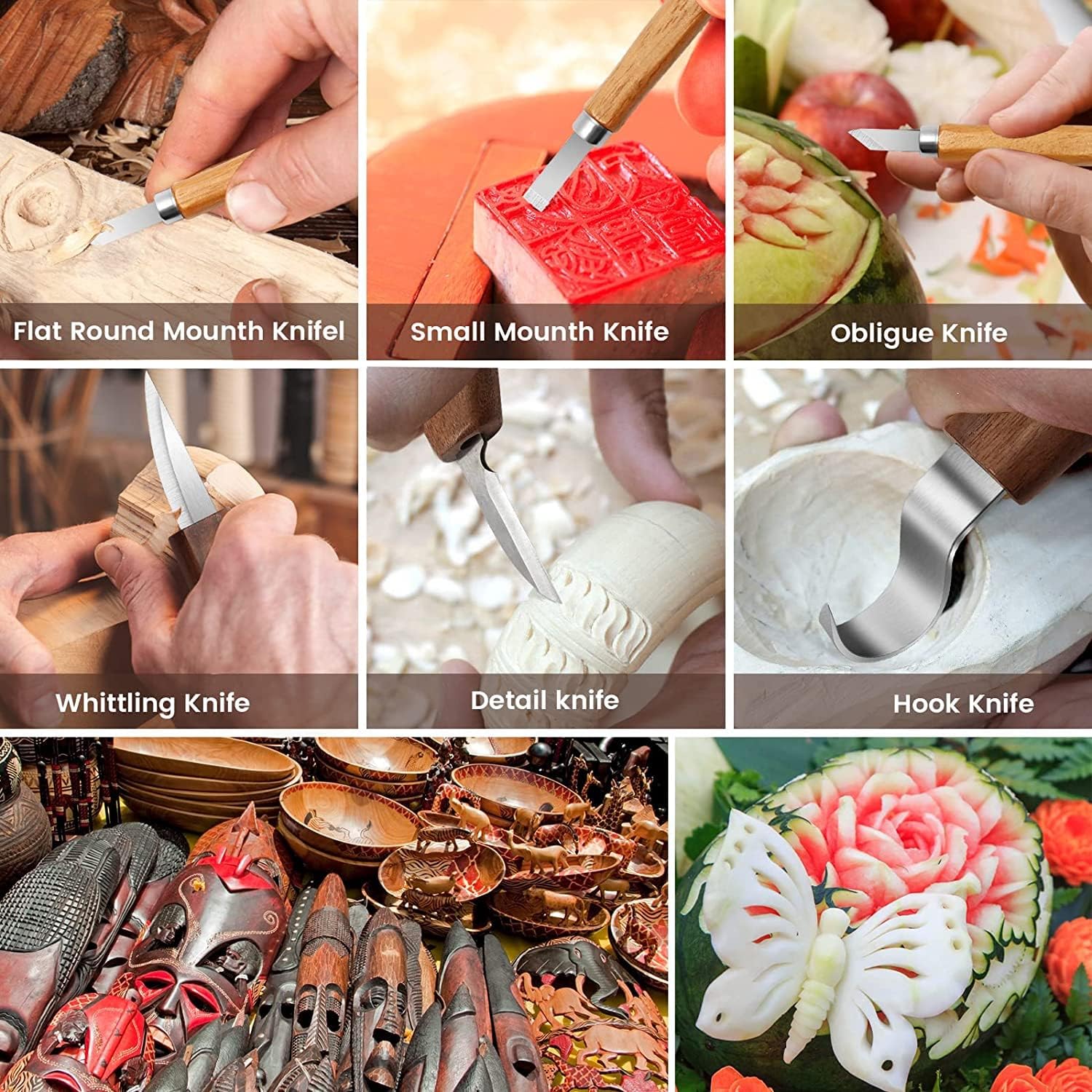 10Pcs Wood Carving Kit, Beginner Set With Resistant Gloves, Spoon & Whittling Knife, Sandpaper for Woodworking - Image 5
