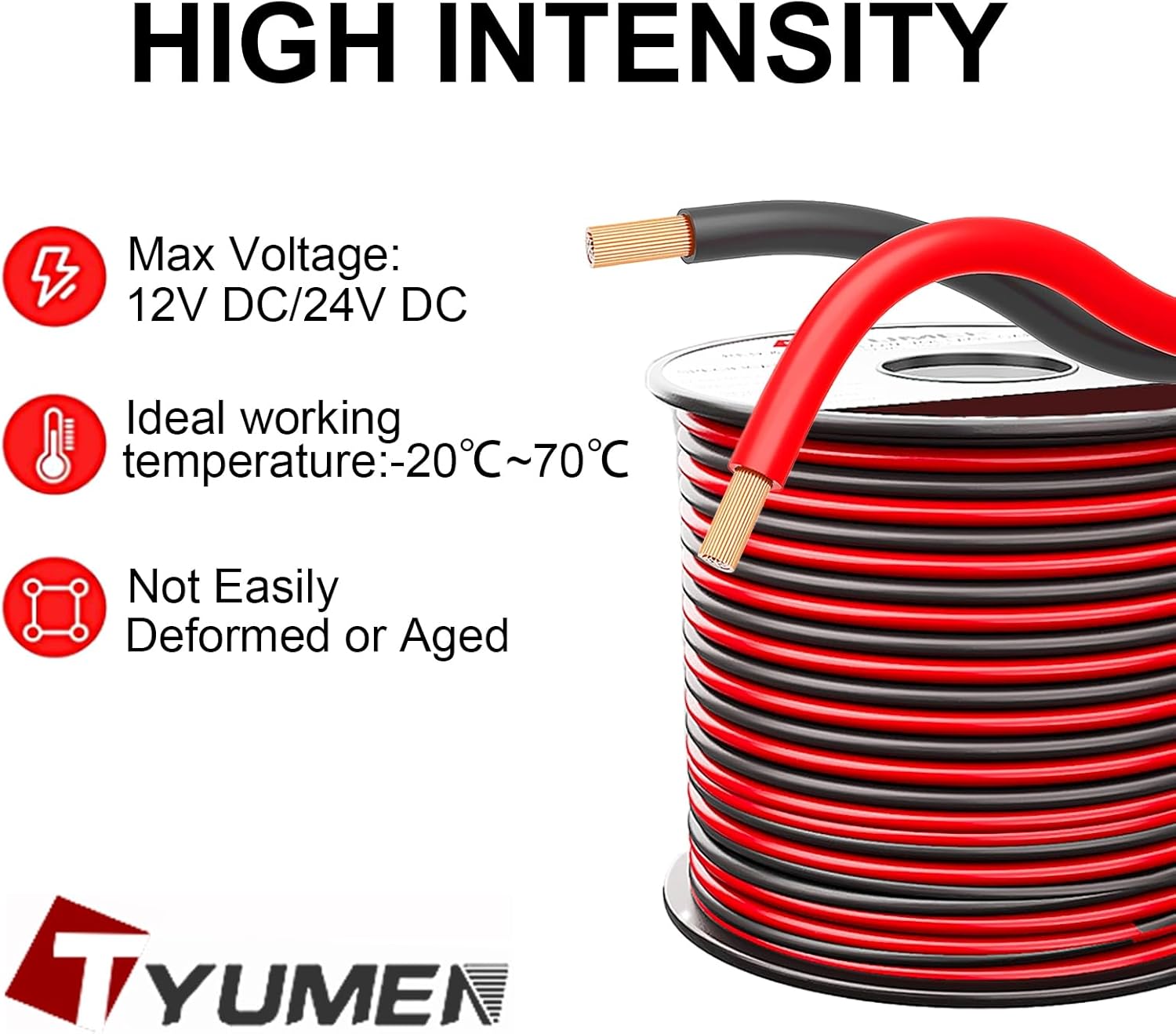 16 Gauge Wire 100FT, 16/2 AWG Red Black Hookup Electrical Wire LED Strips Extension Cord 12V/24V DC Cable, 16AWG 2 Conductors Flexible Wire for in-Home, Autos, Schools use - Image 6